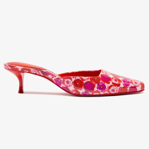 LARROUDÉ x Jonathan Cohen Amal Mule - Red Abstract Printed Patent Leather